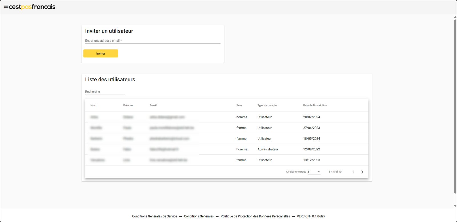 Gestion des utilisateurs