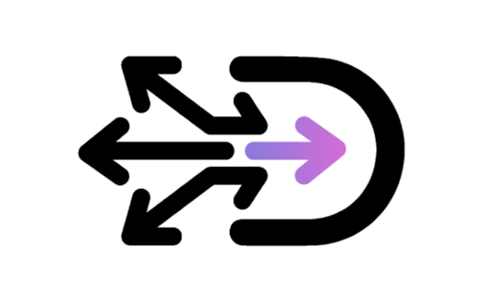 Logo de Decidai : un D formé de flèches divergentes qui convergent en une seule
