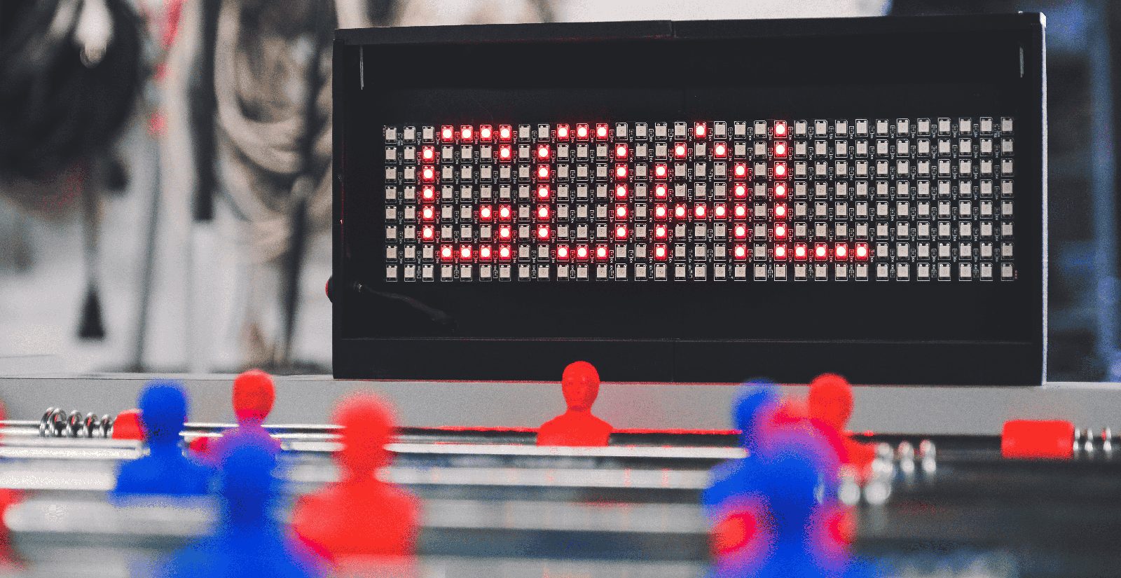 Détail des matrices LED affichant le score